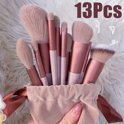 13Pcs Synthetic Fiber Makeup Brush Set in multiple colors