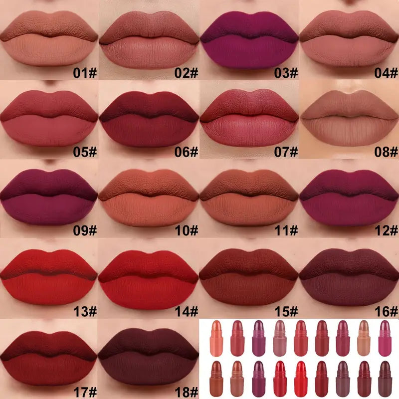 18 - color Long-Lasting Velvet Matte Lipstick Set