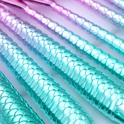 11pcs Mermaid-shaped Nylon Makeup Brush Set