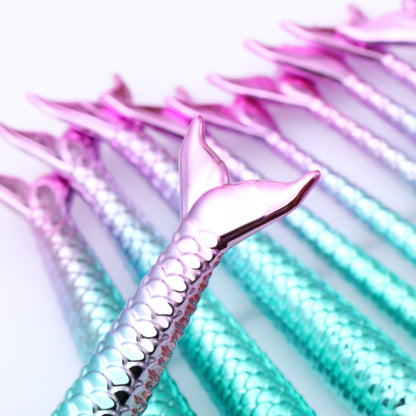 11pcs Mermaid-shaped Nylon Makeup Brush Set