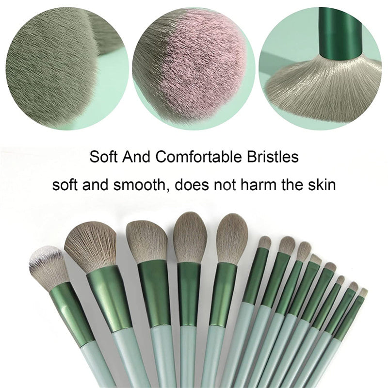 13Pcs Synthetic Fiber Makeup Brush Set in multiple colors
